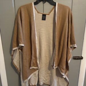 Tan and Cream Open Front Cape cardigan